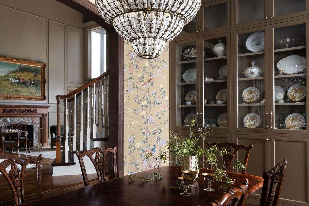 Traditional Dining Room Wallpaper Custom Cabinetry Dallas.jpg