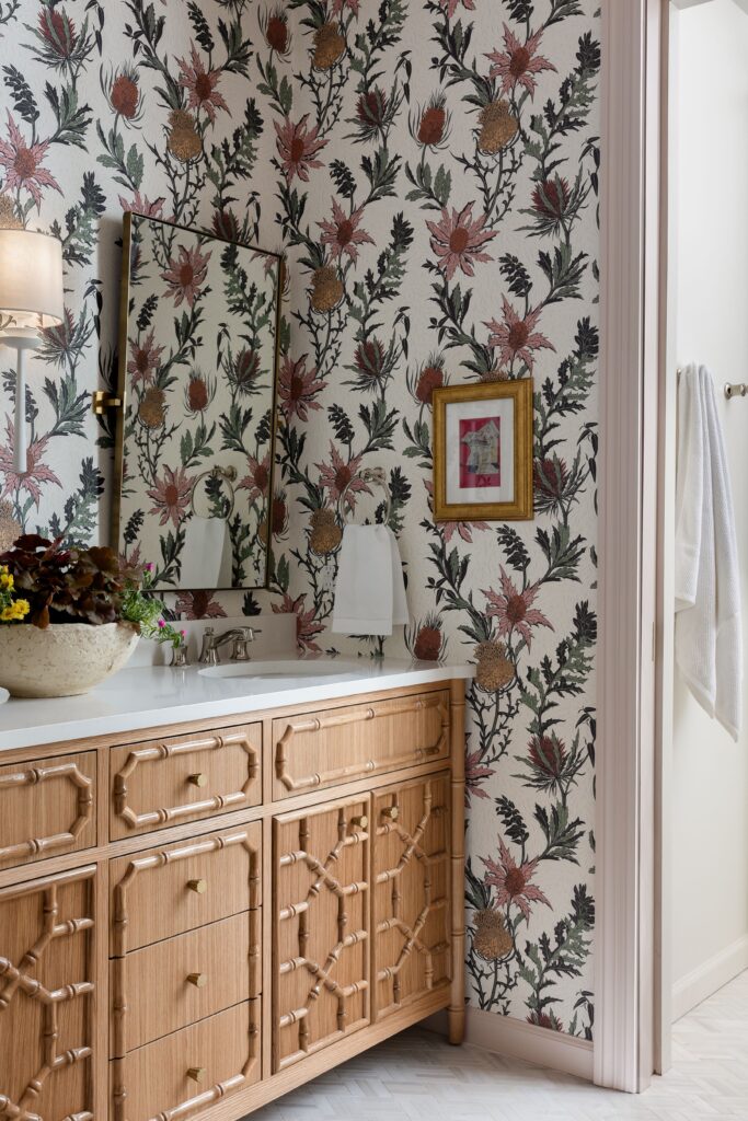 Dallas Bathroom Design Thistle Wallpaper Bamboo Vanity.jpg
